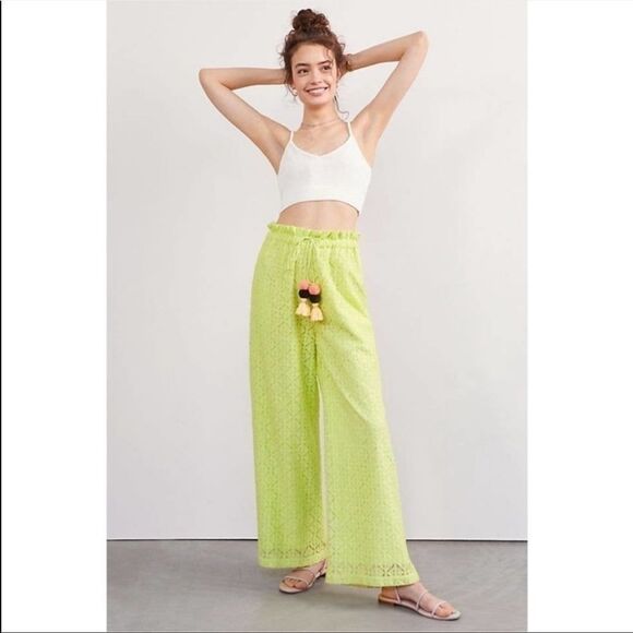 Anthropologie Ollari Wide Leg Hi Rise Lace Pants - Picture 1 of 10